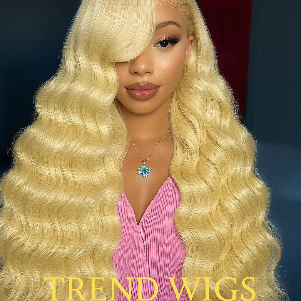 Wig Raw Hair Blond Platine 100% Cheveux Humains – Perruque, Lace Front, Ondulée ou Lisse, Haute Densité 180% TrendWigs