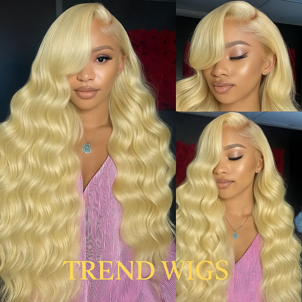 Wig Raw Hair Blond Platine 100% Cheveux Humains – Perruque, Lace Front, Ondulée ou Lisse, Haute Densité 180% TrendWigs