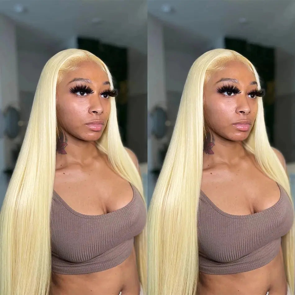 Wig Raw Hair Blond Platine 100% Cheveux Humains – Perruque, Lace Front, Ondulée ou Lisse, Haute Densité 180% TrendWigs