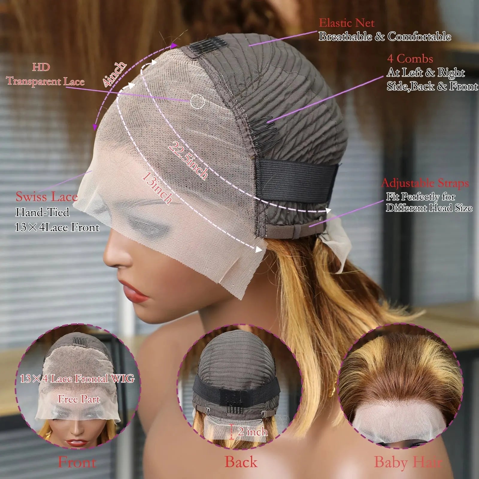 Wig Raw Hair Bob Lace Front 13x4 HD Transparente – 100% Cheveux Humains Brésiliens TrendWigs