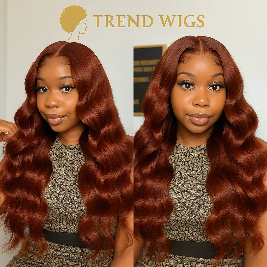 Wig Raw Hair Body Wave Brun Reddish Longue 100% Cheveux Humains Brésiliens Remy – Lace Front Transparente Glueless TrendWigs