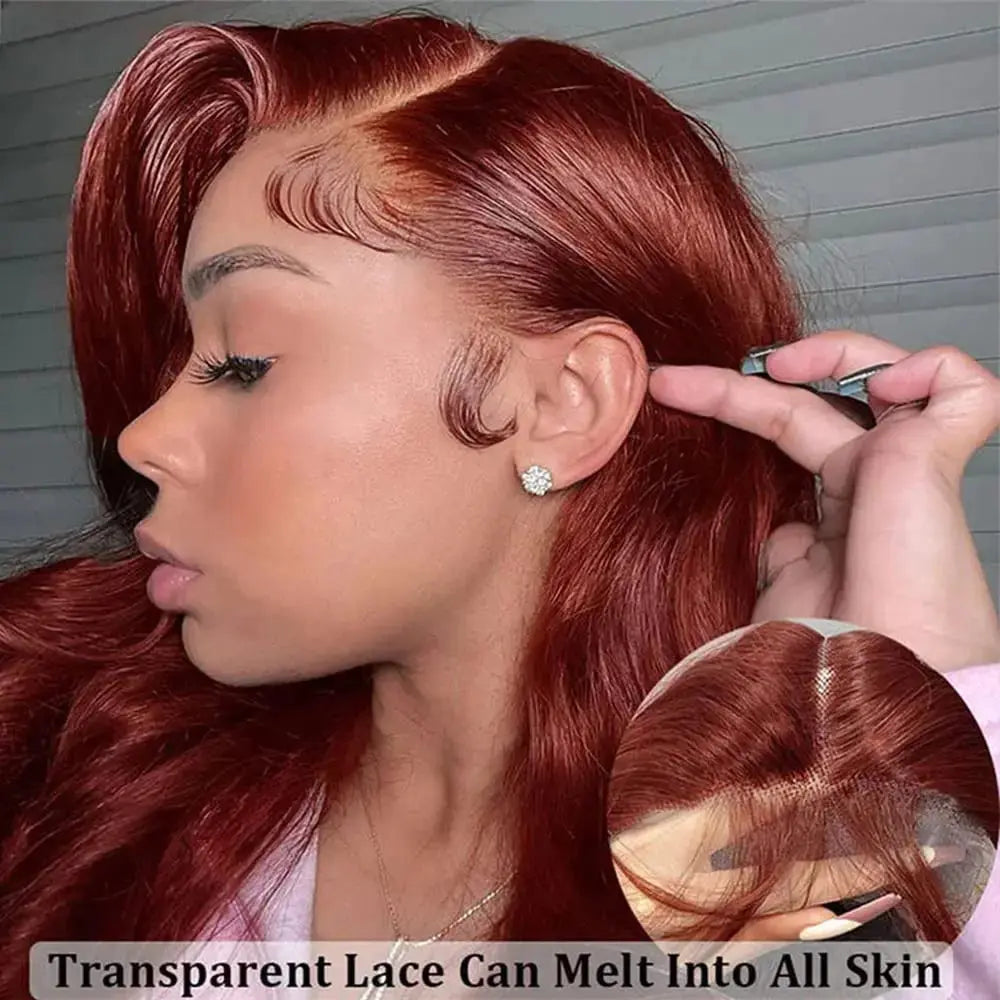 Wig Raw Hair Body Wave Brun Reddish Longue 100% Cheveux Humains Brésiliens Remy – Lace Front Transparente Glueless TrendWigs