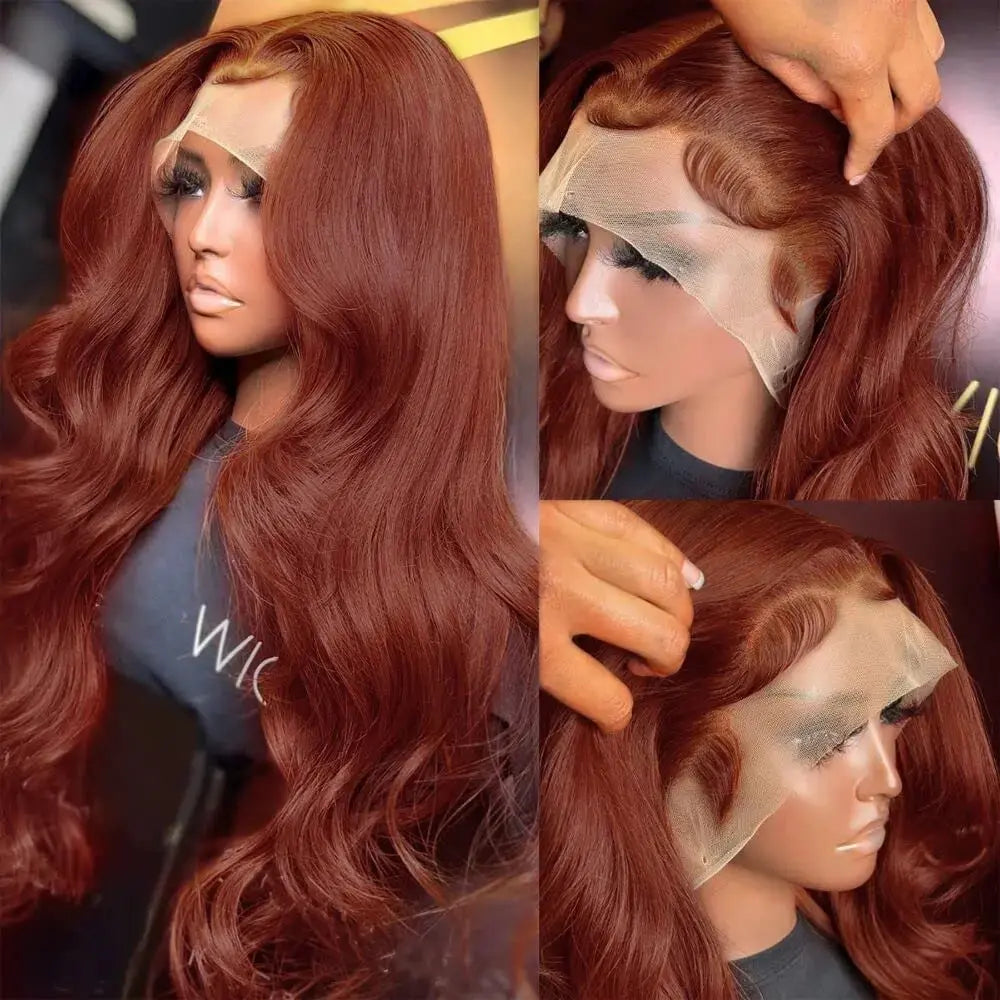 Wig Raw Hair Body Wave Brun Reddish Longue 100% Cheveux Humains Brésiliens Remy – Lace Front Transparente Glueless TrendWigs