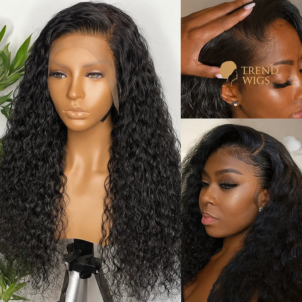 Wig Raw Hair water wave 100% Cheveux Humains brésiliens Lace Front transparente (HD) – Longue Perruque Bouclée Brésilienne TrendWigs