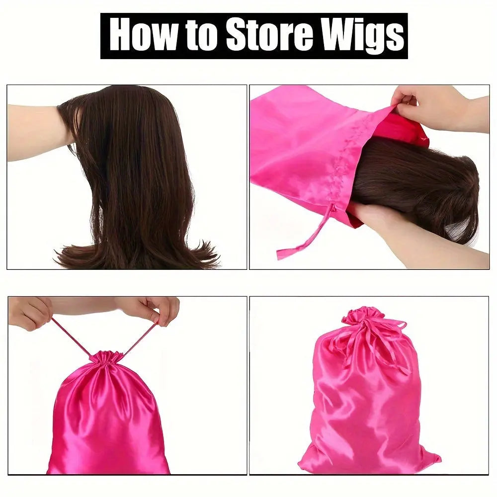 Sac de Rangement en Satin pour Perruques et Cheveux avec Cordon de Serrage Trend Wigs